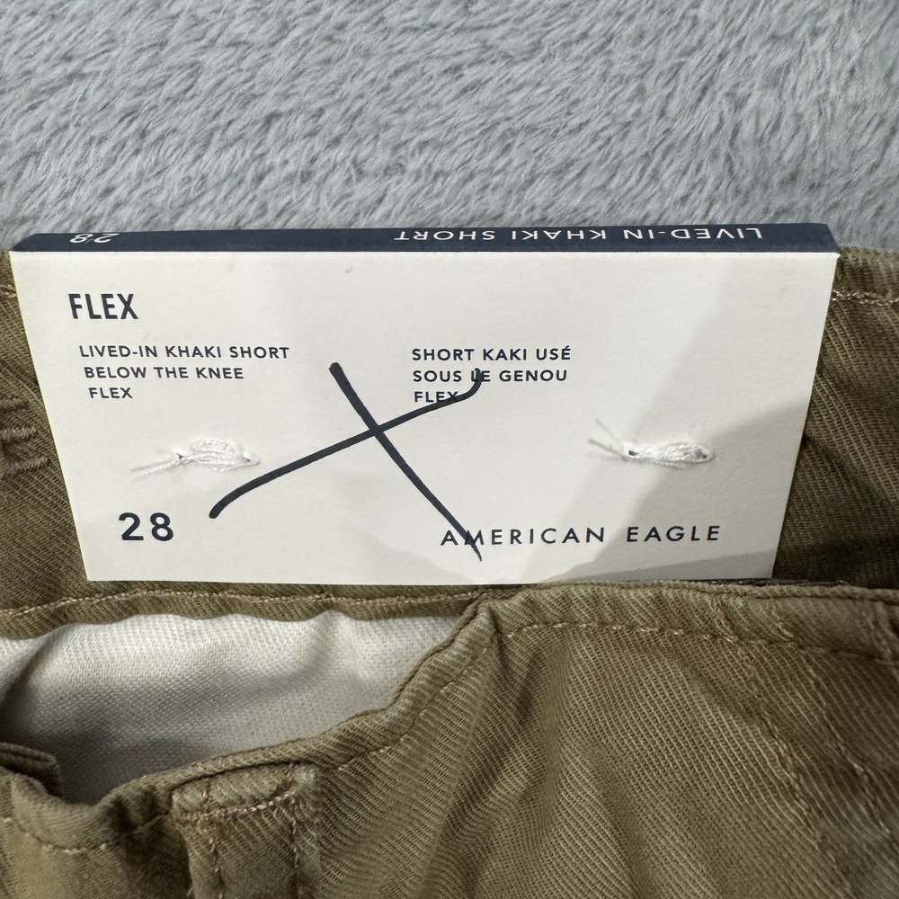 NWT American Eagle Shorts Mens 28x12 Brown Flat Front Chino Longer Length Flex - Picture 6 of 15